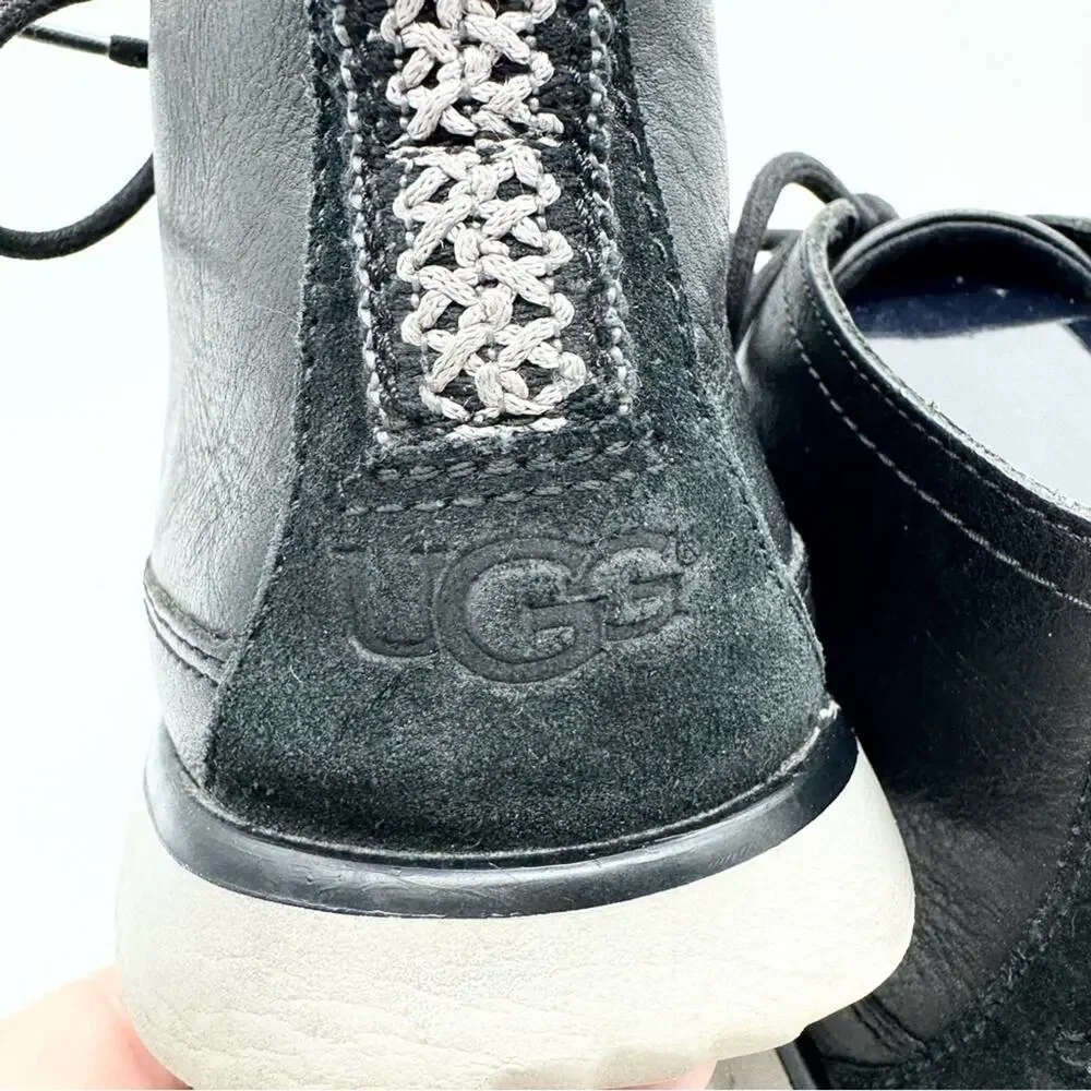 UGG Men's Freamon Grain Leather Lace Up Desert Boots Black 9.5 Business Casual